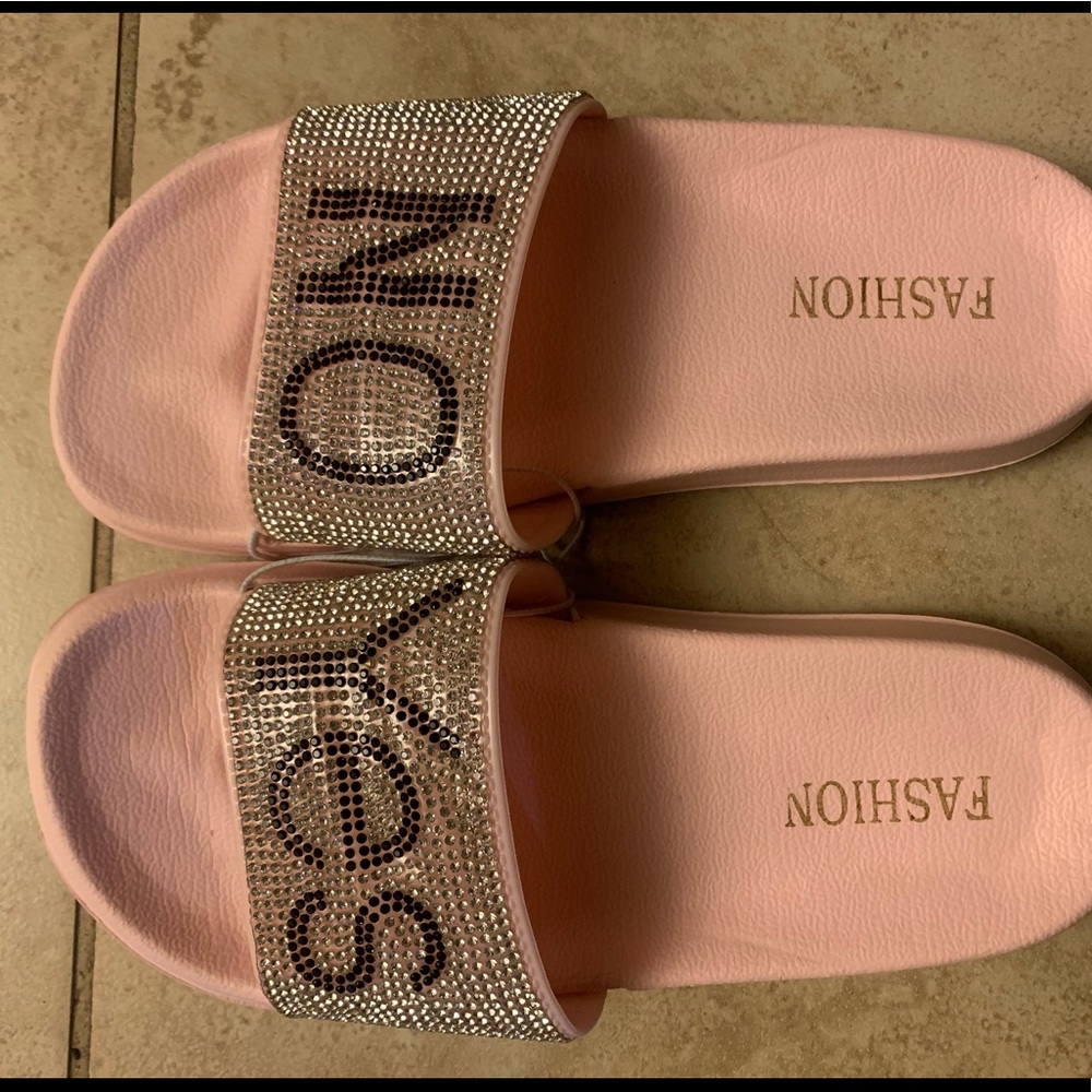 Diamond studded slippers